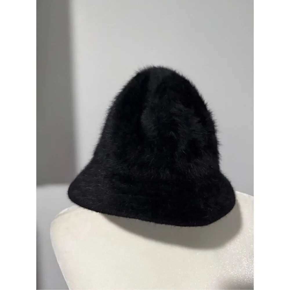 Betmar angora Rabbit hair fur blend black bucket hat